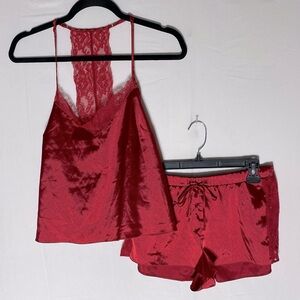La Senza Red Satin With Lace Sexy Lingerie Sleepwear Set S